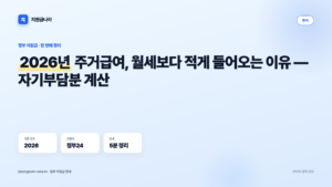2026년 주거급여, 월세보다 적게 들어오는 이유 — 자기부담분 계산
