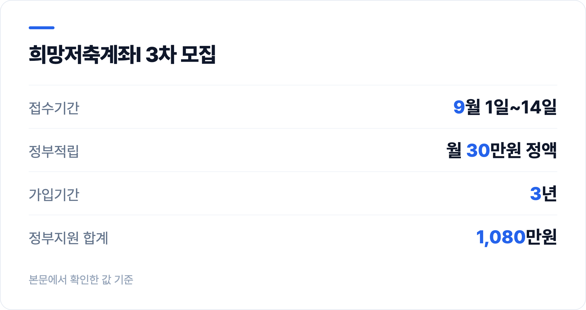 희망저축계좌Ⅰ 3차 모집